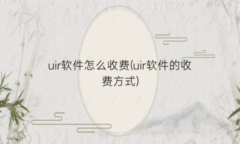 “uir软件怎么收费(uir软件的收费方式)