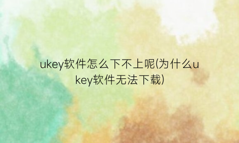 “ukey软件怎么下不上呢(为什么ukey软件无法下载)