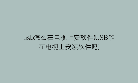 “usb怎么在电视上安软件(USB能在电视上安装软件吗)