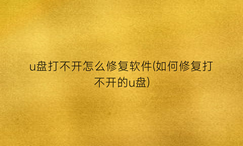 u盘打不开怎么修复软件(如何修复打不开的u盘)