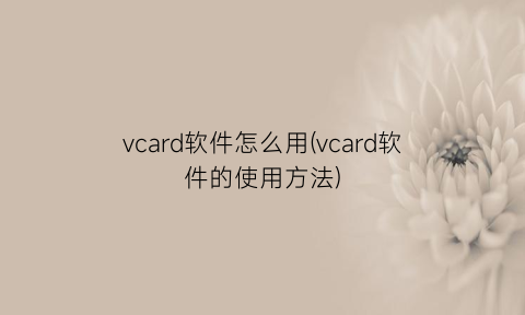 vcard软件怎么用(vcard软件的使用方法)