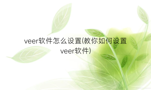 “veer软件怎么设置(教你如何设置veer软件)