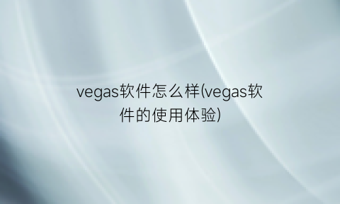 vegas软件怎么样(vegas软件的使用体验)