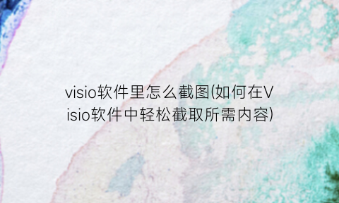 “visio软件里怎么截图(如何在Visio软件中轻松截取所需内容)