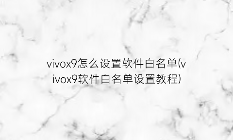 vivox9怎么设置软件白名单(vivox9软件白名单设置教程)