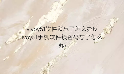 vivoy51软件锁忘了怎么办(vivoy51手机软件锁密码忘了怎么办)