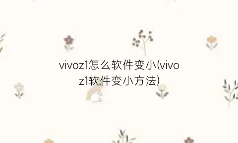vivoz1怎么软件变小(vivoz1软件变小方法)
