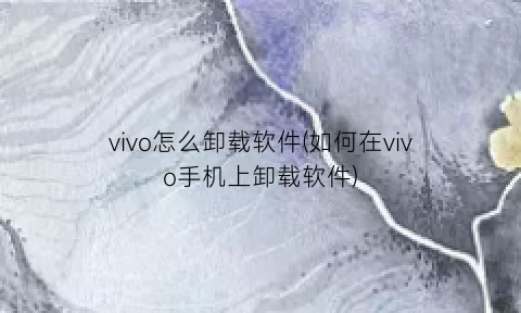 vivo怎么卸载软件(如何在vivo手机上卸载软件)