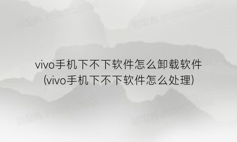 “vivo手机下不下软件怎么卸载软件(vivo手机下不下软件怎么处理)