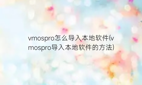 vmospro怎么导入本地软件(vmospro导入本地软件的方法)