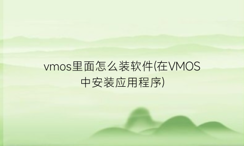 “vmos里面怎么装软件(在VMOS中安装应用程序)