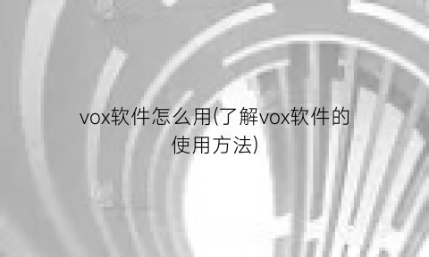 vox软件怎么用(了解vox软件的使用方法)