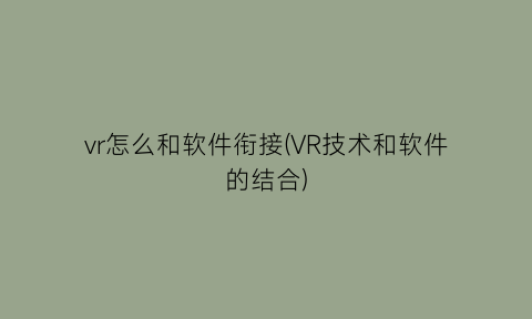 vr怎么和软件衔接(VR技术和软件的结合)