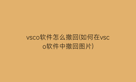 vsco软件怎么撤回(如何在vsco软件中撤回图片)