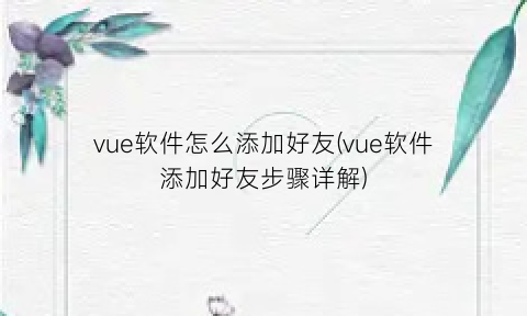 vue软件怎么添加好友(vue软件添加好友步骤详解)