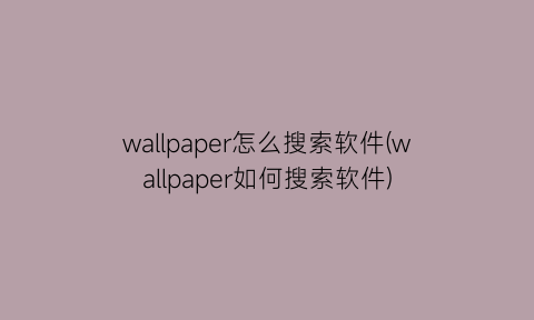 wallpaper怎么搜索软件(wallpaper如何搜索软件)