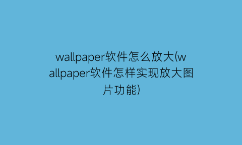 wallpaper软件怎么放大(wallpaper软件怎样实现放大图片功能)