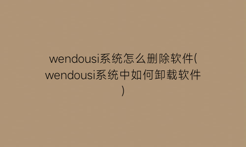 wendousi系统怎么删除软件(wendousi系统中如何卸载软件)