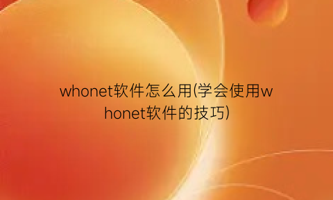 whonet软件怎么用(学会使用whonet软件的技巧)