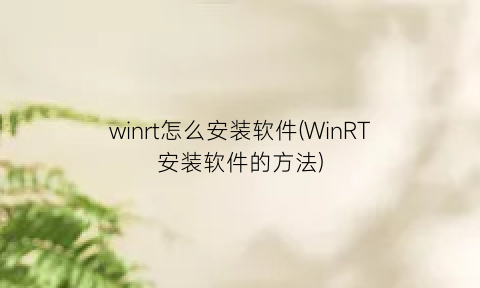 winrt怎么安装软件(WinRT安装软件的方法)