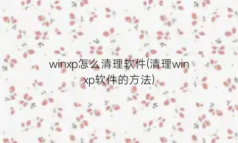“winxp怎么清理软件(清理winxp软件的方法)
