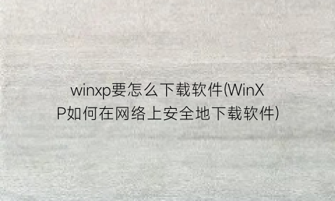 winxp要怎么下载软件(WinXP如何在网络上安全地下载软件)