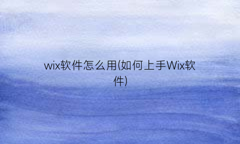 wix软件怎么用(如何上手Wix软件)