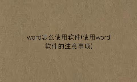 word怎么使用软件(使用word软件的注意事项)
