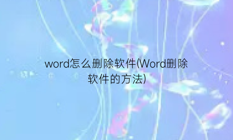 word怎么删除软件(Word删除软件的方法)