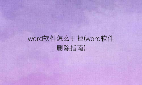 word软件怎么删掉(word软件删除指南)