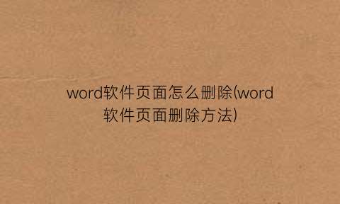 word软件页面怎么删除(word软件页面删除方法)