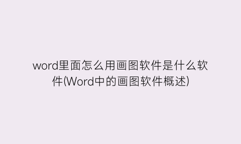 “word里面怎么用画图软件是什么软件(Word中的画图软件概述)