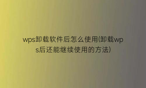 wps卸载软件后怎么使用(卸载wps后还能继续使用的方法)