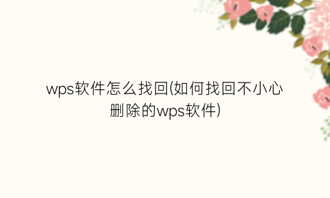 wps软件怎么找回(如何找回不小心删除的wps软件)