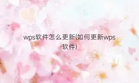 wps软件怎么更新(如何更新wps软件)