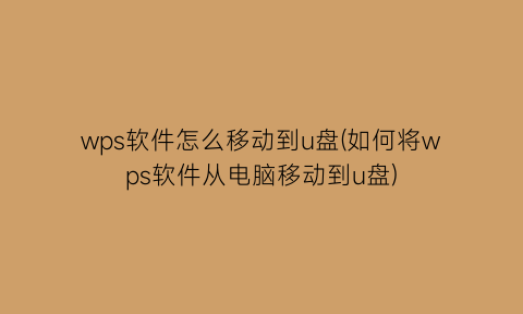 “wps软件怎么移动到u盘(如何将wps软件从电脑移动到u盘)