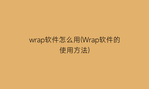 wrap软件怎么用(Wrap软件的使用方法)