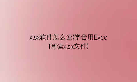 xlsx软件怎么读(学会用Excel阅读xlsx文件)