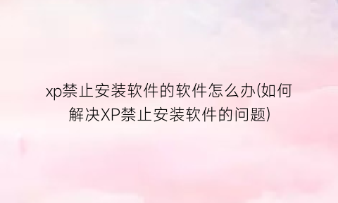 xp禁止安装软件的软件怎么办(如何解决XP禁止安装软件的问题)