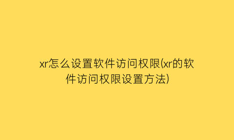 xr怎么设置软件访问权限(xr的软件访问权限设置方法)