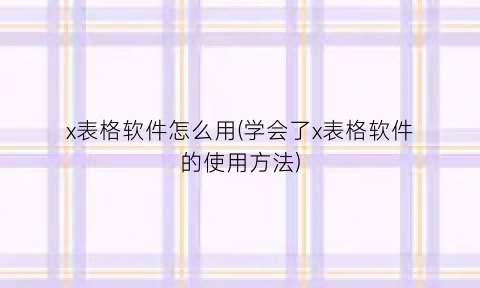 “x表格软件怎么用(学会了x表格软件的使用方法)