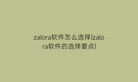 zalora软件怎么选择(zalora软件的选择要点)