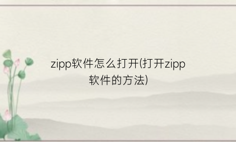 zipp软件怎么打开(打开zipp软件的方法)