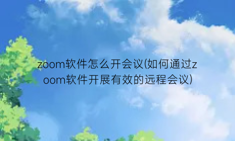 zoom软件怎么开会议(如何通过zoom软件开展有效的远程会议)