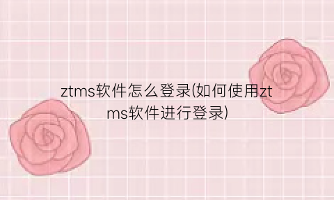 ztms软件怎么登录(如何使用ztms软件进行登录)