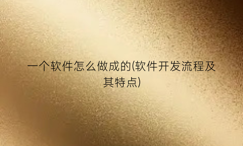 一个软件怎么做成的(软件开发流程及其特点)