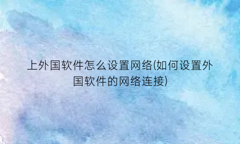 上外国软件怎么设置网络(如何设置外国软件的网络连接)