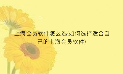 上海会员软件怎么选(如何选择适合自己的上海会员软件)