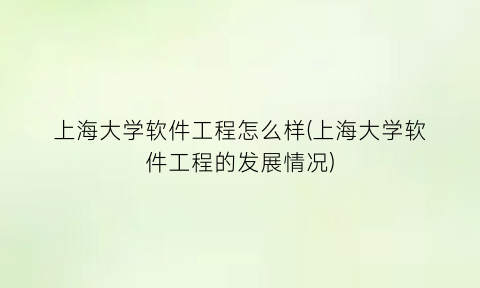 “上海大学软件工程怎么样(上海大学软件工程的发展情况)
