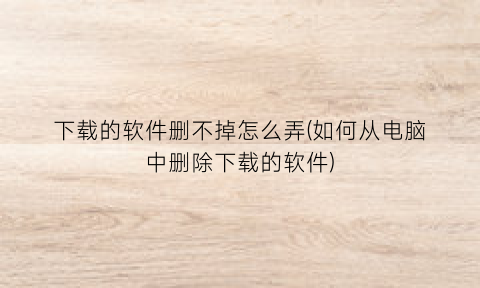 下载的软件删不掉怎么弄(如何从电脑中删除下载的软件)